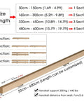 Quality Natural Wood Staircase Handrail Featuring Hella Secure Non Slip Grip Heavy Duty Wall Mount Railing Built For Indoor Outdoor Deck And Garden Quick Diy Install Kit size length chart with customizable options.