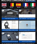 Step-by-step guide to installing language support for TD700 OBD2 Scanner For Toyota Vehicles, includes English, German, and more.