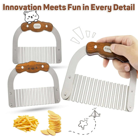 ZLemma bear-shaped crinkle cutter for kids with rosewood handle and Japanese 420J2 stainless steel blade (set of three)