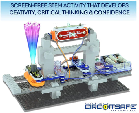BRIC Structures Electronics Exploration Kit For Kids 8 Plus With 140 Plus BRICs, 20+ Projects, circuitry on display