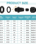 Product size chart with Two Pack PG36 Nylon Cable Glands Waterproof Cord Grip Connector With Washers Gaskets And Locknuts