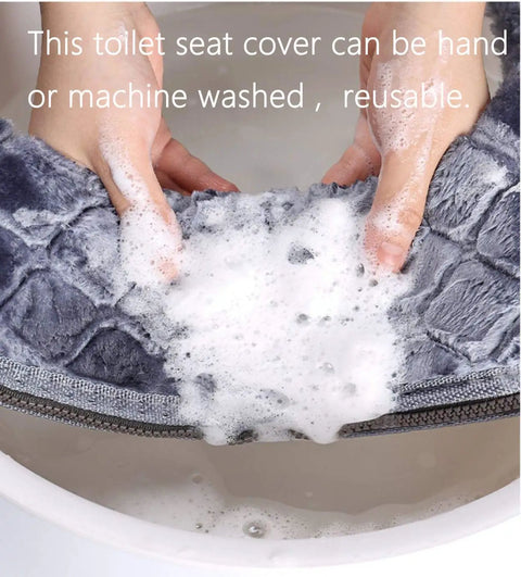 Hands washing Soft Toilet Seat Cushion Cover Pad For Bathroom, Washable And Durable, Waterproof PU Backing in gray