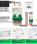 20 Amp DC Solar Breaker Miniature Circuit Breaker Solar Disconnect Switch 1000V DC and 400V AC 2 Pole MCB installed diagram