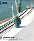 Zoom Tube 8x32 Monocular for Bird Watching and Backpacking, Ultra Portable Pocket Sized Scope with Lightweight Build, Fully Multi Coated Optics and Bak4 Prism, Ideal for Hiking, Wildlife, Travel and Nature Lovers. Blue monocular on a sailboat deck