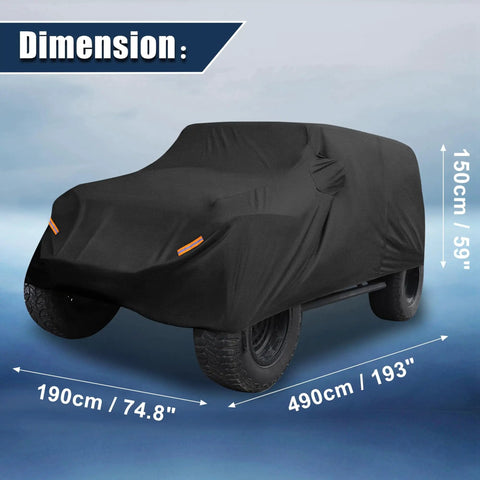 Outdoor Heavy Duty Car Cover For Jeep Wrangler 4 Door JK JL TJ YJ From 2007 To 2021 Waterproof Dust Wind Snow Protection