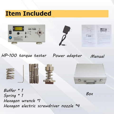 Intelligent Torque Tester Cap Meter With Digital Display And Peak Hold Three Unit Conversions In Lbf.In Kgf.Cm N.M Range 0.5-90.0 Lbf.In 0.5-100.0 Kgf.Cm 0.05-10.0 N.M Accuracy 0.5 Percent Full Scale Multifunction Torque Testing Tool with adapter, manual, wrench bits, spring and box