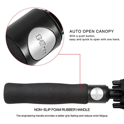 Close-up of Automatic Open Golf Umbrella 47/54/62/68/72 Inch Oversize Black Windproof Waterproof Double Canopy With Vent handle