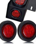 Trailer Lights Welded Mount Steel Box Housing Kit With License Plate Mounts 6 Inch Red Oval LED Tail Lights and 2 Inch Red Round LEDs