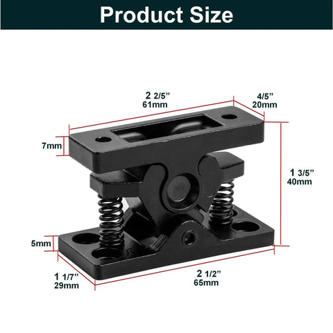 Heavy Duty Double Roller Spring Loaded Door Catch With 304 Stainless Steel Anti Rust Build 80 Newton Holding Power Door Stopper For Driveway Gates Garden Farm Barn Doors And Interior Exterior Use Two Pack with size dimensions shown.