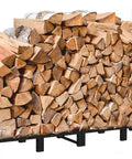 8Ft Outdoor Firewood Rack Holder For Wood Storage And Fireplace Use With 10 Stable Support Legs Adjustable Log Stacker Stand Heavy Duty Black Weather Resistant Design Supports Large Wood Piles Up To Half Cord And Up To 4550 Pounds