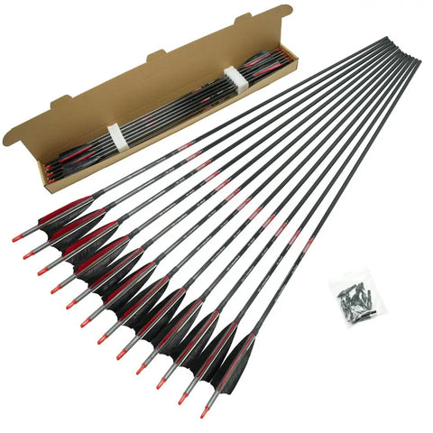 Dope Pure Carbon Arrows For Compound Bow Spine Options 300 To 800 32 Inch Length With 5 Inch Turkey Vanes Built For Hunting