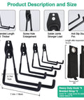 Diagram of Heavy Duty Garage Wall Hooks Set With 2 Cord Straps 4 Steel Hangers dimensions and features like PVC coating.