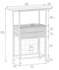 VENNQD Cricut organizer and rolling storage stand, white, with 24 vinyl roll holders and 2 fabric drawers