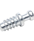 Twenty Pack Heavy Duty Zinc Screw In Dowel Furniture Connectors Quick Fit Extended Head Cam Lock Screws close-up of zinc dowel for strong wood joints