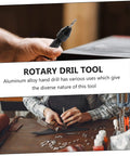 Person using Handy Manual Hand Drill Kit With Pin Vise And Drill Holder for jewelry making on a workbench.