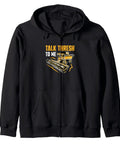 Black Talk Thresh To Me Zip Hoodie For Combine Harvester Driver Harvest Mode Enthusiasts Who Crush It In The Field