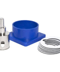 QEP 1-3/8 in diamond hole saw with water delivery system kit: blue adapter and stacked diamond rings