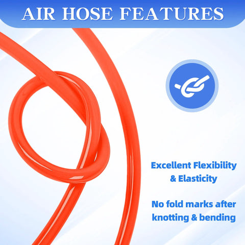 PU Air Hose 6mm OD 4mm ID Orange Polyurethane Pneumatic Tubing 525 Ft 160 Meters shown highlighting flexibility and elasticity.