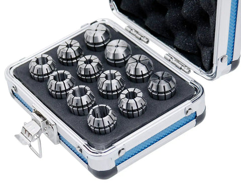 12 Piece ER 20 Collet Set With Sizes From 1/16 Inch To 1/2 Inch In A Tough Aluminum Box, Precision Machining For Tight Grips