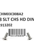 Top Shelf M3 X 8 Millimeter Slotted Cheese Head Machine Screws crafted from solid A2 304 stainless steel on packaging.