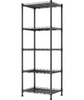 Built Tough Five Tier Wire Shelving Unit Black Metal Storage Rack With Adjustable Height For Laundry Room Kitchen Pantry Closet, vertical organizer