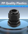 Focus on PG13.5 gland from Waterproof Cable Gland Set 10 Pack, black nylon adjustable, for tech electronics marine wiring fittings.