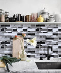 Modern kitchen with Peel And Stick Kitchen Backsplash Wallpaper Waterproof Wall Covering 11.8In By 78.7In DIY Friendly Easy Clean tiles