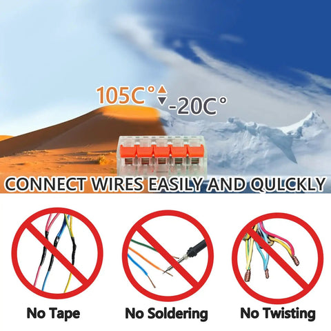 Lever Wire Connectors Kit 75 Pcs, Compact Splice Assortment For Solid, Stranded, And Flexible Wires, Easy Install 2 Port, 3 Port And 5 Port Connectors In Orange