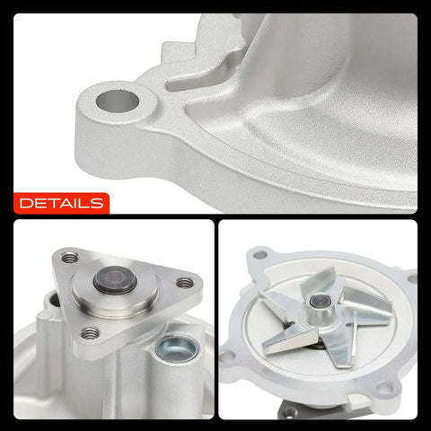 Engine Water Pump Replacement For 6.7L V8 Diesel Ford F250 F350 F450 Super Duty assembly close-up view of aluminum housing and steel impeller.