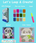 Beginner Friendly Latch Hook Rug Kit For Adults, 12 Inch Small And Large Kits With Animal And Flower Patterns contents and instructions.