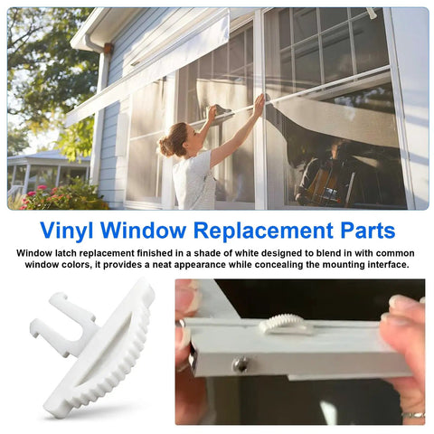 Woman installing Replacement Window Latches For Vinyl RV Windows Button Style, Durable UV Resistant Hardware Kit