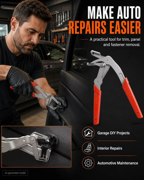 Push Pin Pliers That Make Car Clip Removal A Breeze, Quick Trim And Door Panel Clips Remover, Auto Plastic Fastener Tool Kit in use