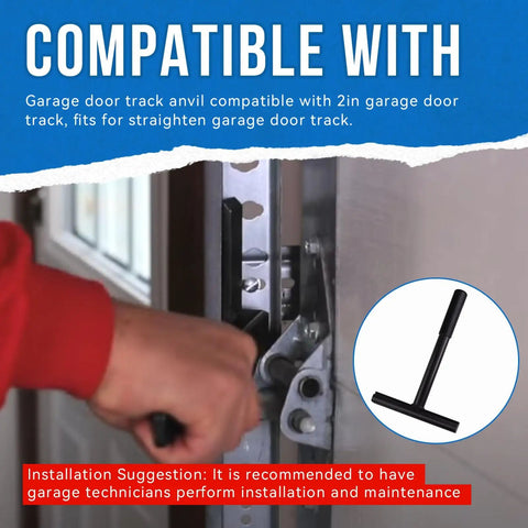 Person using Beefy Garage Door Track Anvil Hammering Block For 2 Inch Tracks Perfect For Straightening Damaged Garage Door Rails Durable Black One Piece Tool For Quick DIY Repairs
