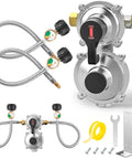 2 Stage Auto Changeover Propane Regulator With Gauge And 18 Inch Stainless Steel Braided Hose for RVs Campers Trailers installation