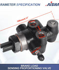 Heavy Duty Brake Load Sensing Proportioning Valve For Toyota Tacoma 1995 Through 2004 showing dimensions and specifications.