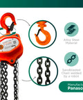 Workhorse Heavy Duty Hand Chain Hoist 4400 Lbs 10 Ft Lift With 2 Heavy Duty Hooks And Forged Locks, alloy steel hook