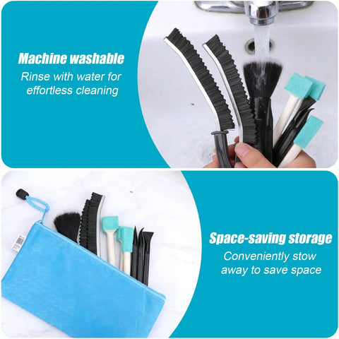 Go To Car Interior Detailing Kit Pro Grade 10 Piece Set With Soft Interior Brush Black Crevice Brush Green Crevice Brushes And Precision Scrapers For Hard To Reach Cavities And Dashboards, machine washable brushes
