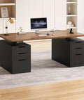 Electric Standing Desk With 6 Drawers, 55 Inch Wide Adjustable Desk With Ample Storage And Built In Power Outlets in black frame