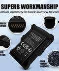 Close-up of a 3.7V 7000mAh Li-Ion replacement battery showing connectors for Zebra barcode scanner models MC9300, MC9400, MC94 series.