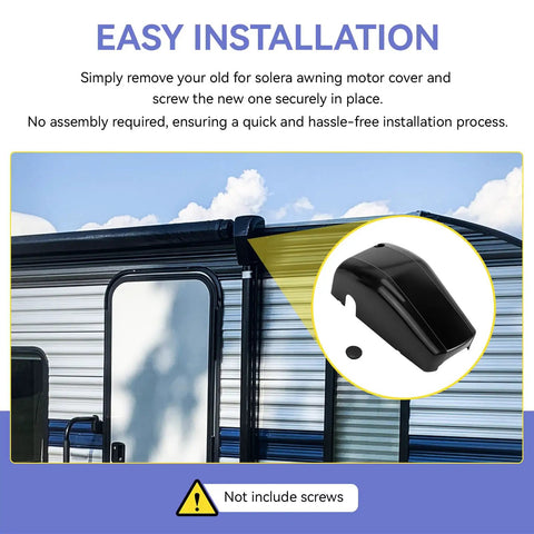 643922 Right RV Awning Head Cover End Cap For Camper Trailer Awnings Replacement Front Idler Drive Cover, black ABS right-side cap