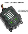 36,000 Amp Whole House Surge Protector For 120/240V with LED status indicators, black compact design, indoor/outdoor use.