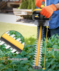 Man using 22 Inch Cordless Hedge Trimmer Tool Only No Battery Hassle Lightweight 4.4 Lbs with 0.63 Inch Cutting Capacity