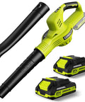 Cordless 21V Leaf Blower With Dual 2.0Ah Batteries and Charger, featuring lightweight design and two speed settings