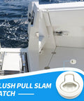 Heavy Duty White Flush Pull Slam Latches 4 Pack For Cabinets And Storage Drawers Slick Plastic Build, flush pull latch on marine hatch.