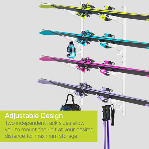 Rad 4 Tier Snowboard Wall Mount Rack With Extendable Ski Storage Shelf And Secure Helmet Pole Hooks For Your Ultimate Gnar Gear Stash Heavy Duty Steel Frame Includes All Hardware