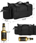 Bike Handlebar Bag With 900D Nylon Water Resistant Tactical Waist Pack For Cycling And Hiking, shown with dimensions