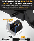 Heavy Duty Trailer Hitch Pin Lock For 2 Inch Receivers, 5/8 Inch Diameter With Extra Long 2 3/4 Inch Pin, Black Steel