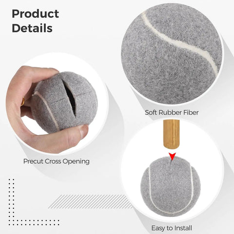 24 Pack Precut Tennis Ball Chair Leg Covers No Slip Rubber Foot Pads For Quiet Floor Protection Cross Opening Design