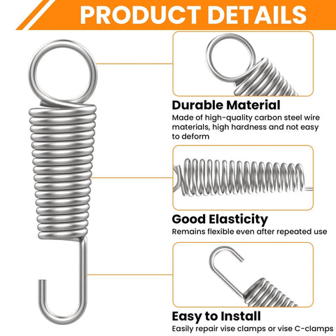 Ten 40mm Heavy Duty Replacement Springs For Vise Grips Locking Tool Parts Universal Fit For Table Vise Pliers shown in detail