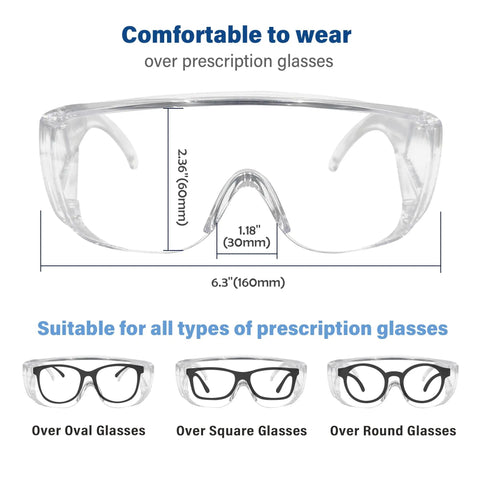 Heavy Duty Safety Glasses Over Glasses 12 Pack Ansi Z87 1 Clear Lens Scratch Proof Goggles Fit Prescription Specs Men Women Construction Shop Floor Go To Gear